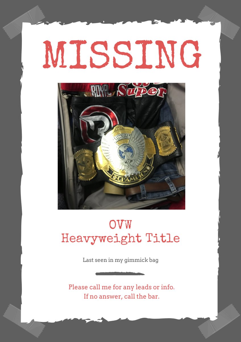 RRSuperstar's tweet photo. Dammit! I've seemed to have misplaced my @ovwrestling heavyweight championship belt! If anyone knows where I can locate it, lemme know😉🤷🏻‍♂️. #justkidding #retired #parttimer #oldashell #nomoreruns https://t.co/qkPDexiM1U