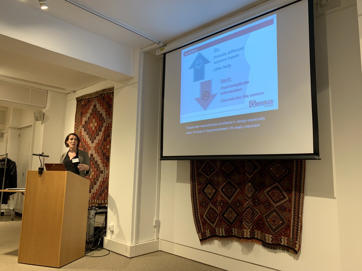 Kate Gilbert, Head of Business Development at Genius Within, in front of a slide saying the do’s and don’t