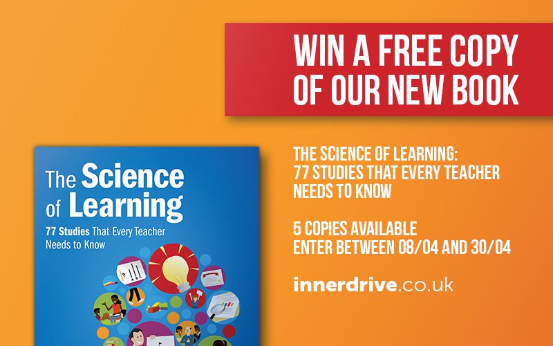 Inner_Drive's tweet image. The competition to win a free copy of our upcoming book #TheScienceOfLearning is finishing tomorrow!
Enter here before it's too late: bit.ly/2W4Ka9e