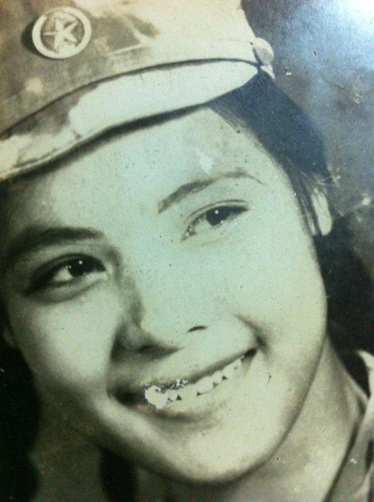 This is my mother, who also volunteered to go to the war at the age of 17. In 1973, in the forest, she dreamt often about the end of the war, but she never thought the war would actually end one day.