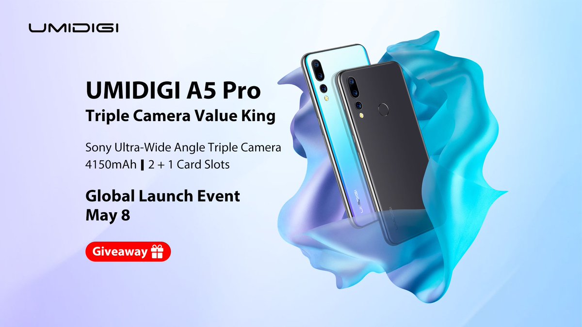 Triple Camera Value King#UmidigiA5Pro will go official on May 8. Now the global#GIVEAWAY is up and running. Join now bit.ly/giveawayA5Pro Learn more about UMIDIGI A5 Pro bit.ly/UmidigiA5Pro

RT if you want one for FREE! #umidigi #triplecamera #globalbands #tripleslots