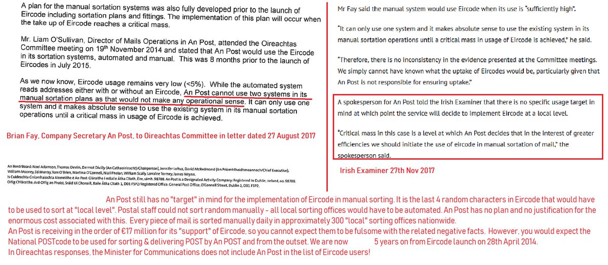 loc8code's tweet image. yet to justify the spend on #Eircode @Dept_CCAE claimed all kinds of benefits for An Post- none of which have been realised in 5 years.
@1Hildegarde has oversight responsibility but has been convinced to look the other way
@AlexWhite4EU @labour helped to facilitate this #FIASCODE