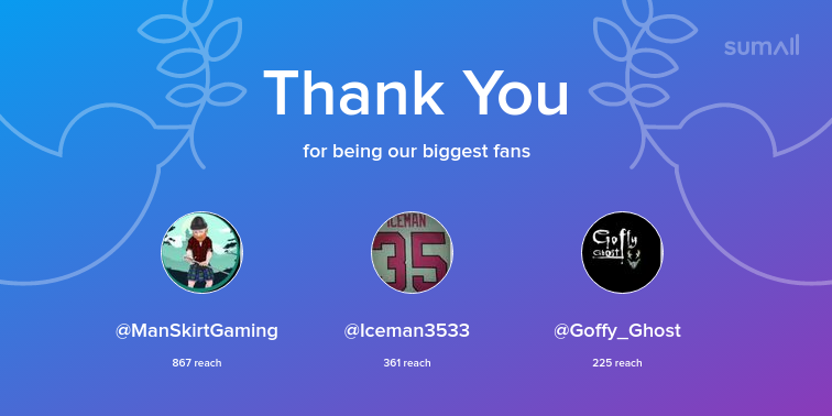 PoliceMixer's tweet image. Our biggest fans this week: @ManSkirtGaming, @Iceman3533, @Goffy_Ghost. Thank you! via sumall.com/thankyou?utm_s…