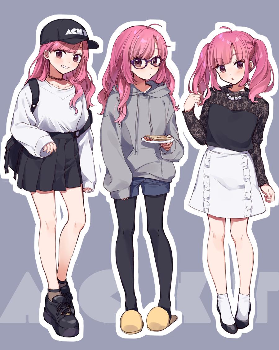 bukiiro's tweet photo. ストリート系？と紫メガネとガーリー？っぽいの
描きたかったの全部盛り https://t.co/wYvDkY77kU