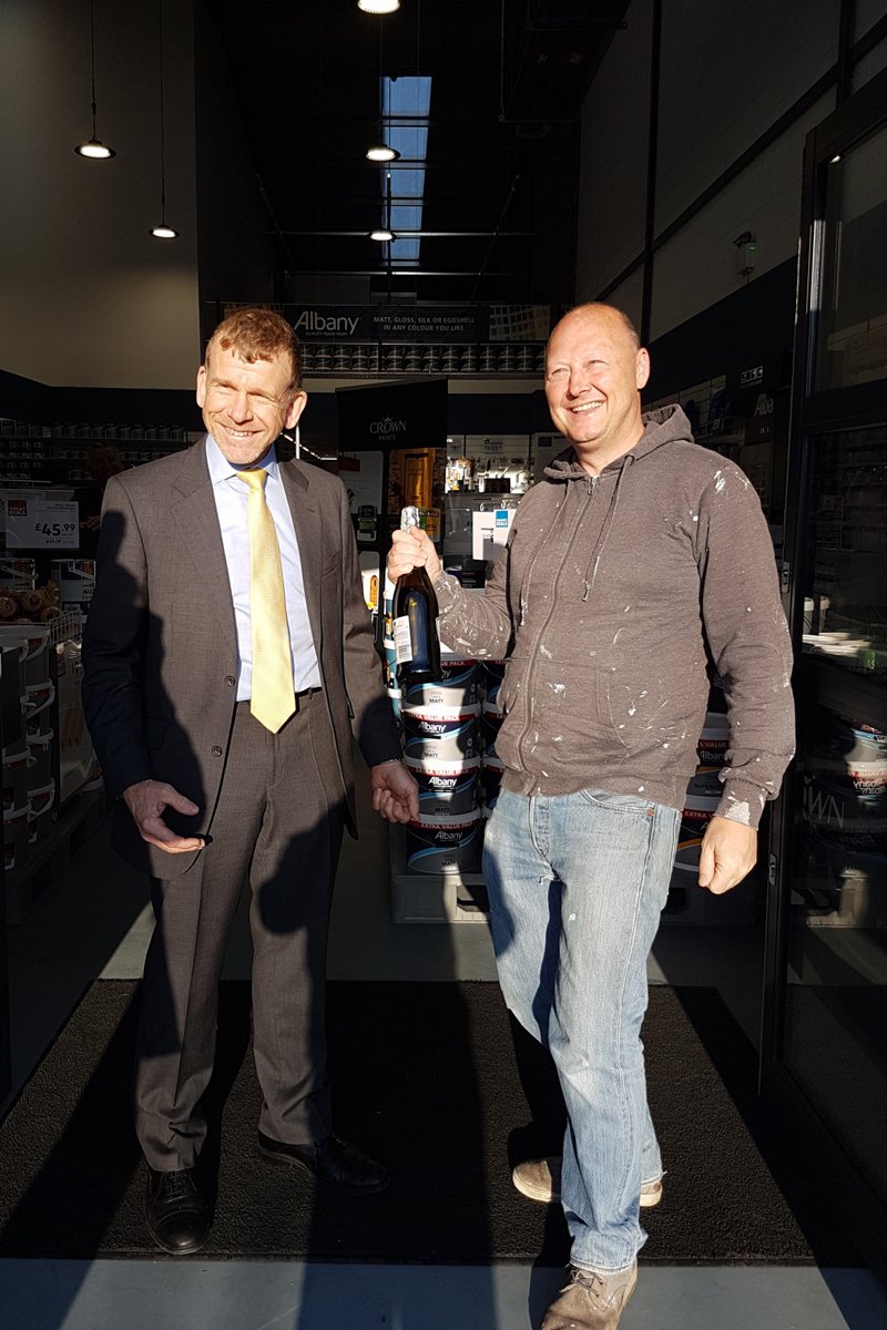 We're introducing 2 new stores today in #Barking and #Stockport! Here's our first customer at #Stockport with Mr Brewer! We look forward to welcoming you soon!