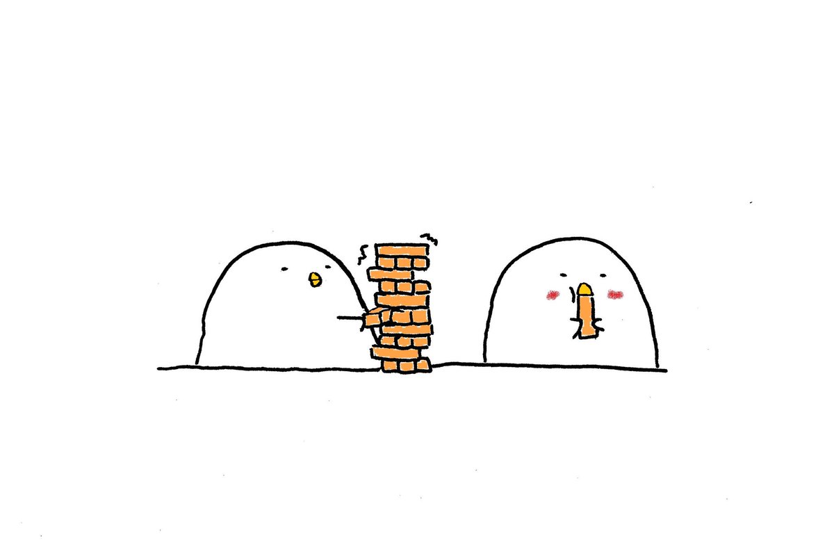 うぱ ジェンガと鳥 イラスト好きな人と繋がりたい 四コマ漫画 なにかのとり