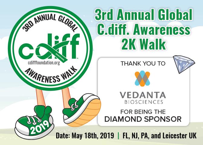 cdiffFoundation's tweet image. C Diff Foundation thanks Vedanta Biosciences  for being the DIAMOND Sponsor of the 3rd Annual Global C.diff. Awareness 2k Walks. Register On-Line cdifffoundation.org We look forward to walking with you in May!#CdiffWalk2019 conta.cc/2L1c5Wp
