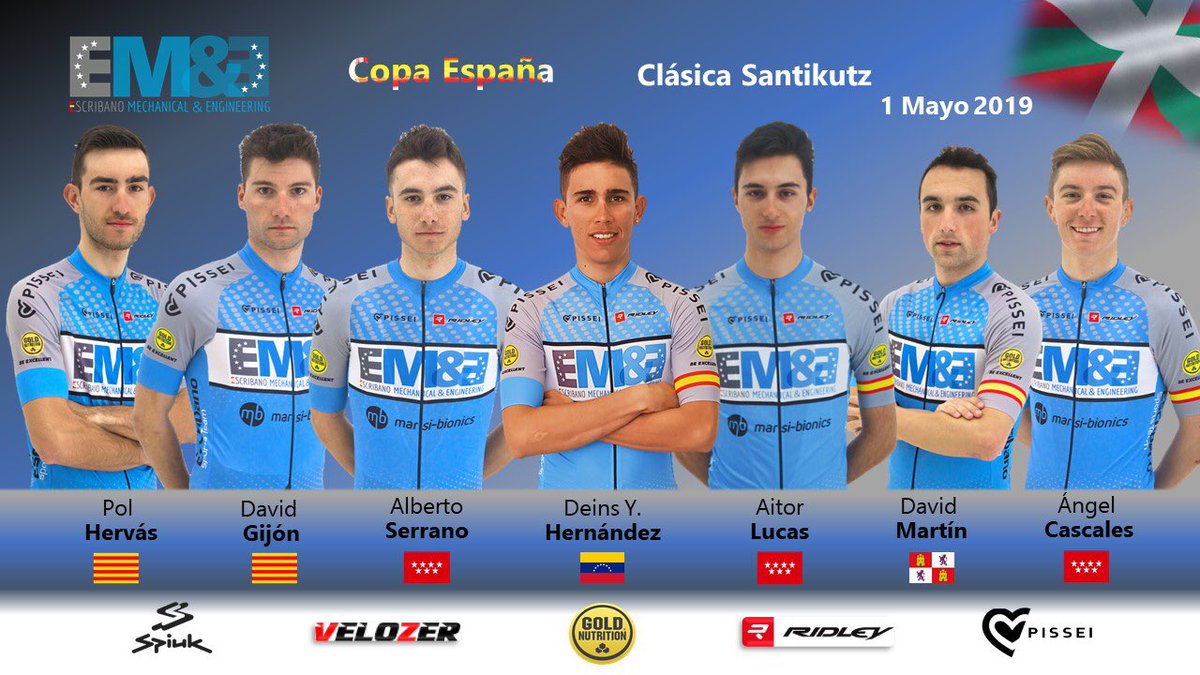 El próximo día 1 de mayo estaremos en #SantikutzKlasika penúltima prueba puntuable de #CopaEspañaEliteSub23. Estos serán nuestros corredores 💪🏻💪🏻
#goldnutrition_escribano 
#escribanoteam
#ridleybikes
#pissei
#spiuk
#velozer