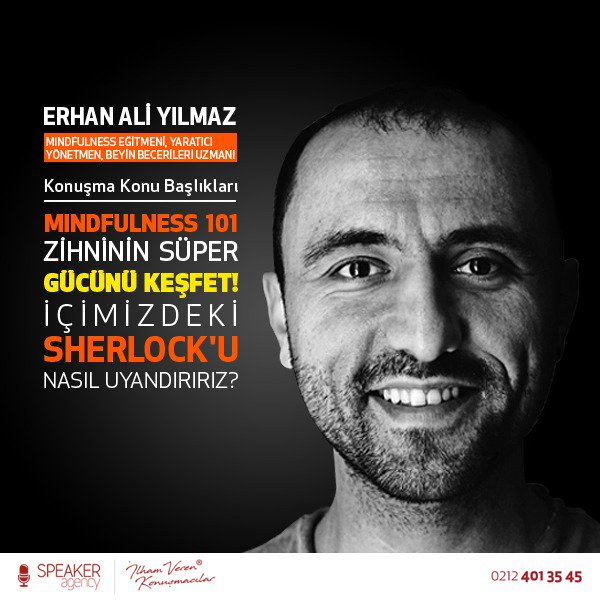 #Mindfulness Uzmanı ve Yaratıcı Yönetmen, konuşmacımız Erhan Ali Yılmaz(<a href="/erhanali/">Erhan Ali Yılmaz</a>), “Mindfulness 101 - Zihninin Süper Gücünü Keşfet!” başlıklı konuşmalarıyla, hayatınızda köklü değişiklikler yapmanın yollarını gösteriyor. bit.ly/2L6AfyO