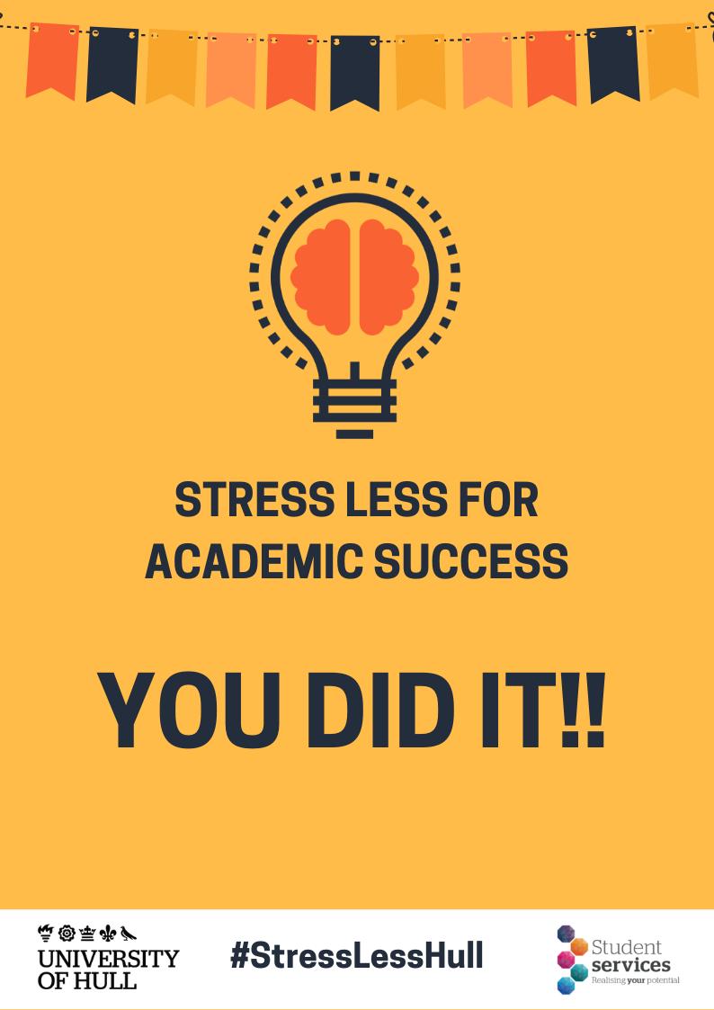 StressLessHull's tweet photo. It's the final day of this trimester's #exams at @UniOfHull!

 Whether you've got your last set of exams/deadlines today, or you finished earlier on in the trimester, give yourself a pat on the back! 

Our final tip for you is to relax 😎

#stresslesshull https://t.co/3xuxRHxxgV