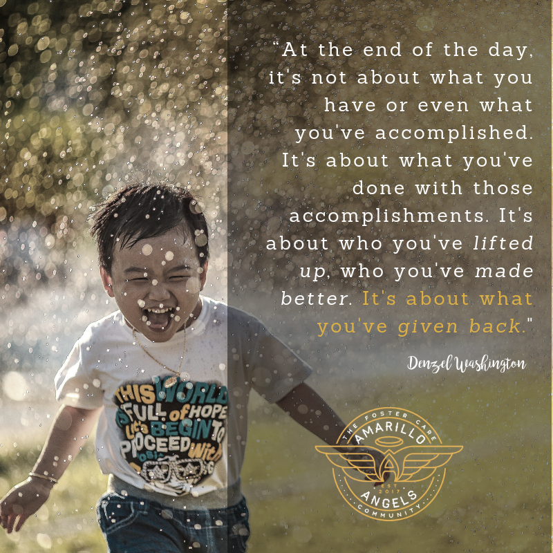 amarillo_angels's tweet photo. "..It's about who you've lifted up, who you've made better." 

To find out ways that you can give back to our foster care community, visit https://t.co/hEwKRPG49D

#amarilloangels #lovelocal #thoughtfulthursday https://t.co/fPgjLEcH5A