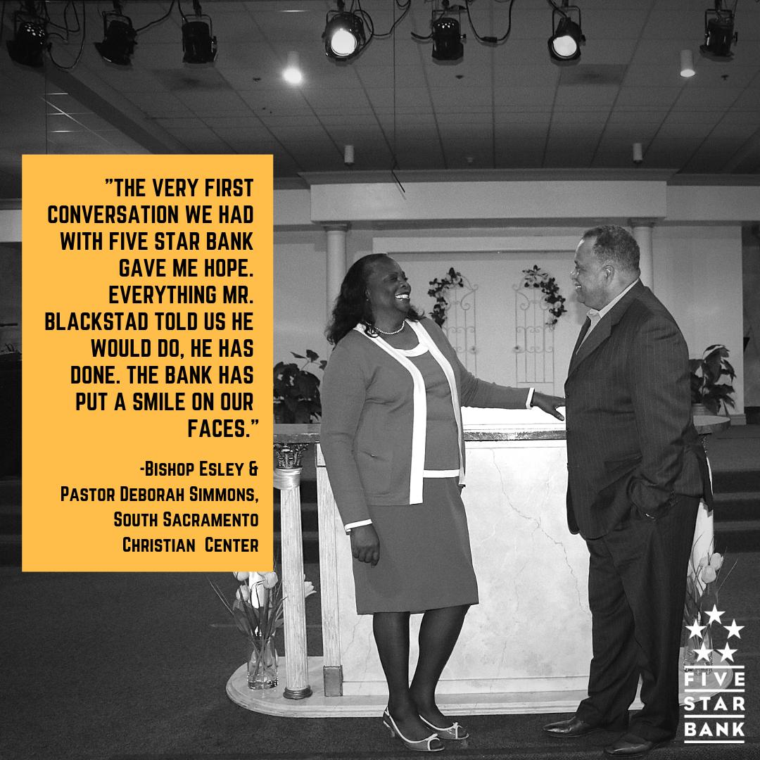 fivestarbank's tweet photo. Meet Bishop Elsey and his wife Pastor Deborah Simmons from South Sacramento Christian Center (SSCC)! @BishopESimmons is on a mission to build a strong church and empower our community. We are proud to support SSCC on their journey!
#FiveStarBank #FSBImpact #faith https://t.co/Jj81OT9hHS