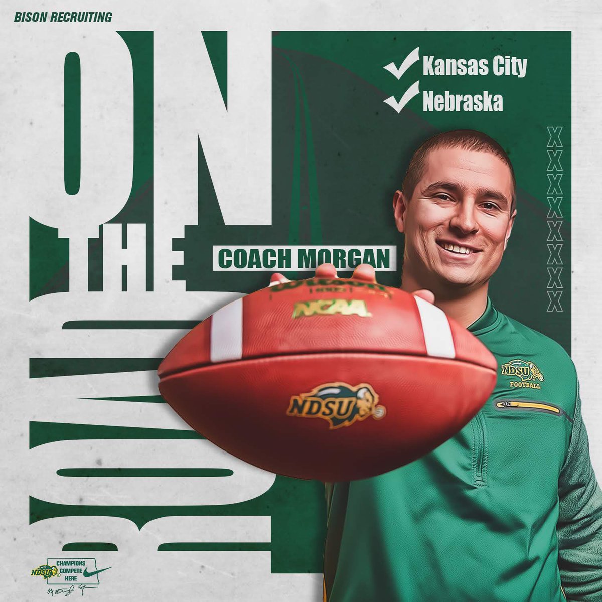 CoachKMorgs's tweet photo. ⬇️ in Kansas City this week! Who do the 15 Time National Champs 💍💍💍💍💍💍💍 need to check out? 🔎🔎🔎 #KCBallers #KCconnection #NDSU https://t.co/TxvNq8VjAJ