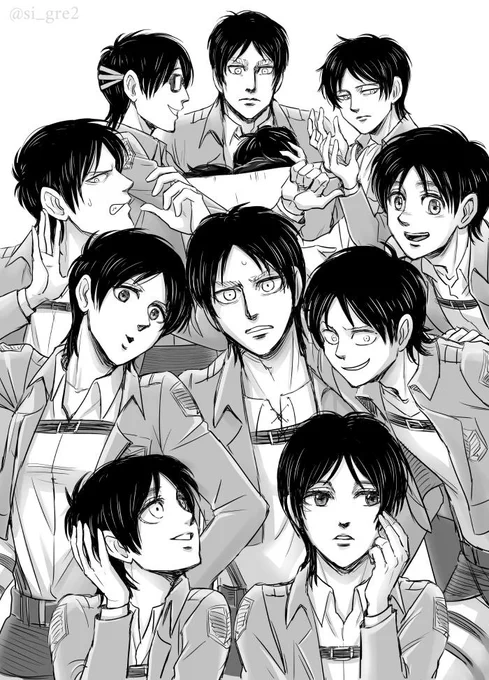 #平成最後に自分史上一番バズった絵を貼る

「エレンの変装をした総員100名の兵士が、同時に外門を目指すってのはどう?」(おまけで女王様)これが一番バズりましたん。50話放送後間もないしタイミング良いので再掲。 