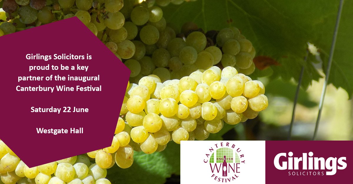 We’re very excited to announce that we will be a key partner for the inaugural Canterbury Wine Festival at Westgate Hall this June. 

Get your tickets here: bit.ly/CWF220619 #GirlingsSolicitors #CanterburyWineFestival #Canterbury #Wine #Kent #VisitKent