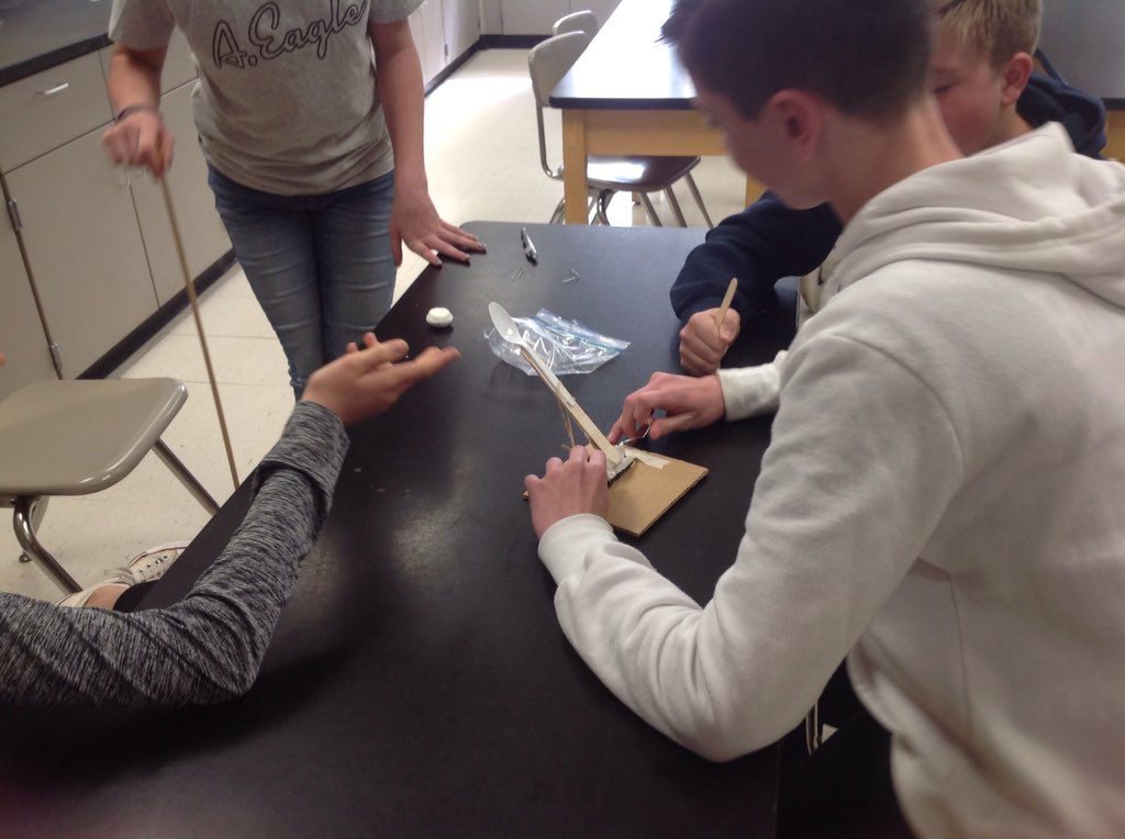 Almost launch time! Testing our catapults. <a href="/DASD_LMS/">Lionville Middle School</a> #LionNation