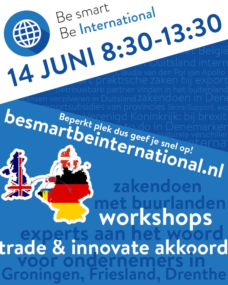 IngridAlkema's tweet photo. VRIJDAG 14 JUNI 8:30-13:30 — Be Smart Be International is HET business event van het jaar voor de Noord-Nederlandse ondernemer die voorbij de grenzen durft te denken! https://t.co/Z3yeGr2a4n