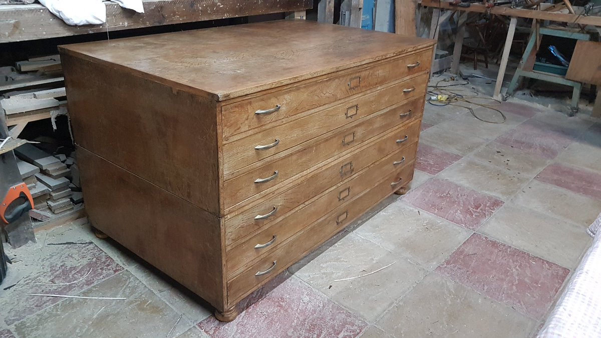 Reclaimed2's tweet image. Architects plan drawers that had been left outside for months, new back fitted, stripped back and rewaxed