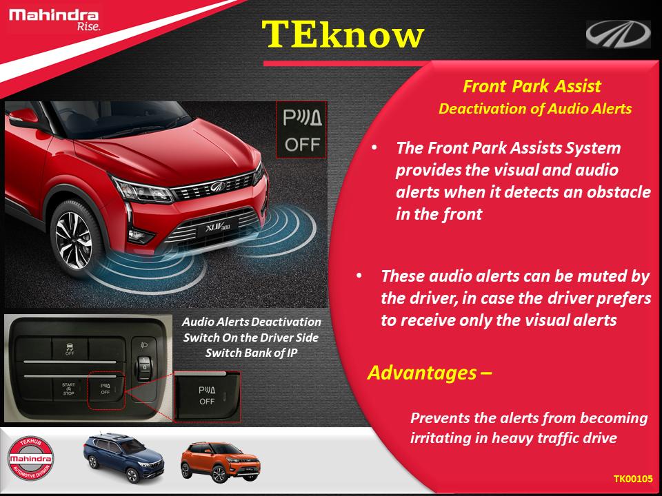 teknet_mm's tweet photo. Deactivating the Front Park Assist Audio Alerts - in #XUV300 #Mahindra #TEknow #MahindraXUV300 #SetTheRoadsOnFire #parkAssist #AlturasG4 https://t.co/Ej0W1MpudF
