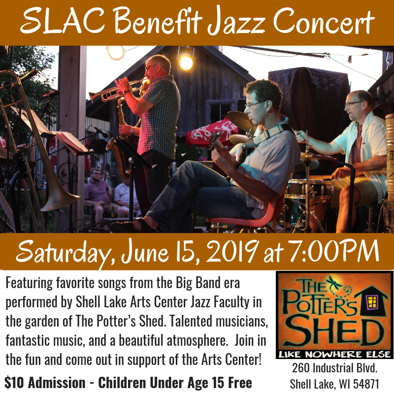 ShellLakeArts's tweet photo. Save the date!  Join us on Saturday, June 15th at 7:00 PM in the garden of The Potter's Shed for this fantastic jazz concert benefiting our Center! https://t.co/NSev8aCyF6