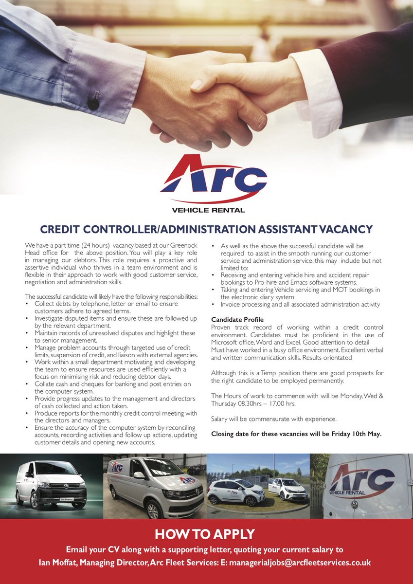 ARCSELFDRIVE1's tweet photo. We're recruiting for a credit controller / office admin assistant

Find out more: https://t.co/Gtv9NzMmyB https://t.co/rOcr6kfvNB