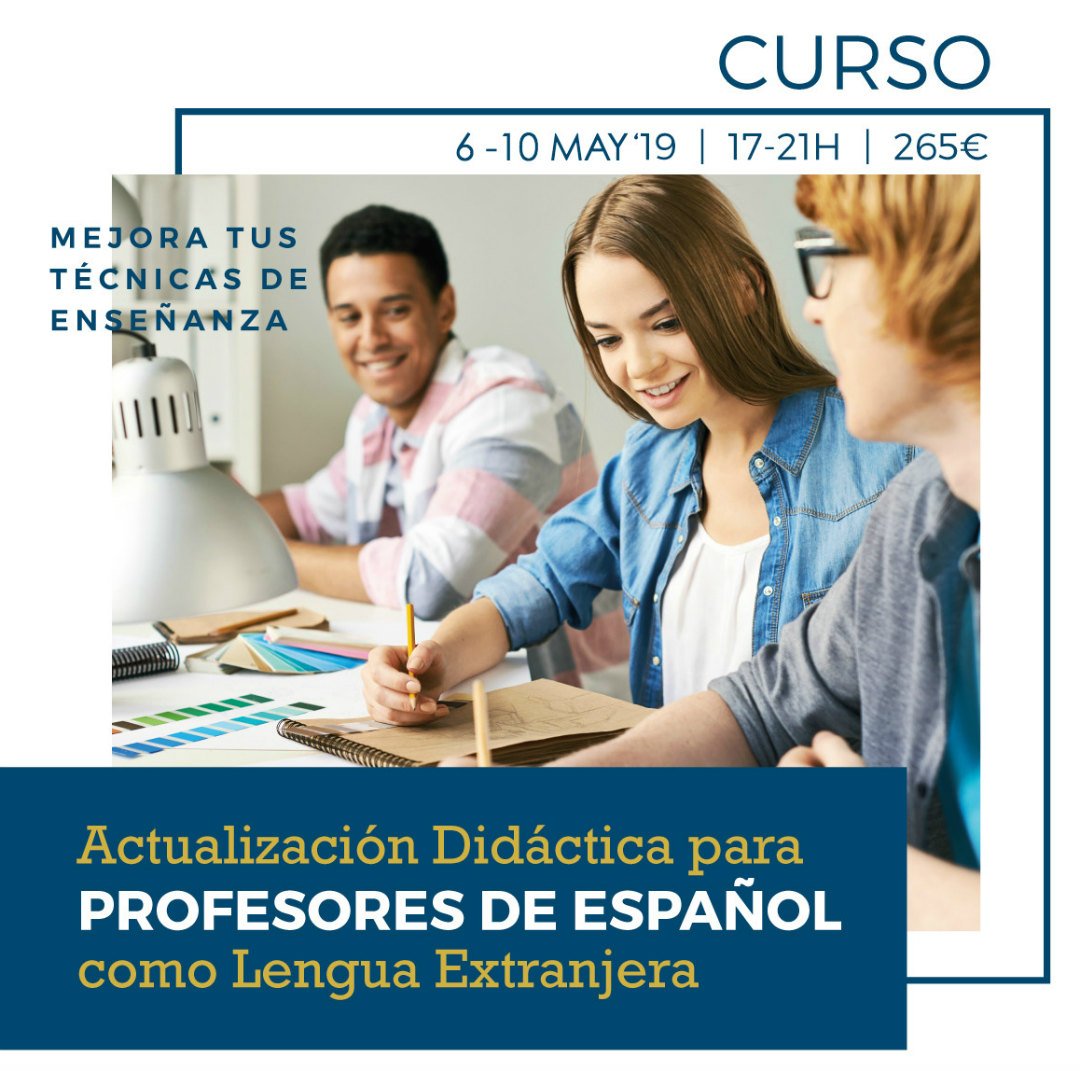 Escuela La Playa (@escuelalaplaya) on Twitter photo 🇪🇸 ¿Eres #profe de #español? Acutalizate 📚Conoce nuevas herramientas y tendencias en la #enseñanza de #ELE. 30 horas semi-presencial. 6-10 mayo.Apúntate ya, plazas limitadas! +info: escuelalaplaya.com/es/curso-de-ac… 🇪🇸 ¿Eres #profe de #español? Acutalizate 📚Conoce nuevas herramientas y tendencias en la #enseñanza de #ELE. 30 horas semi-presencial. 6-10 mayo.Apúntate ya, plazas limitadas! +info: escuelalaplaya.com/es/curso-de-ac…