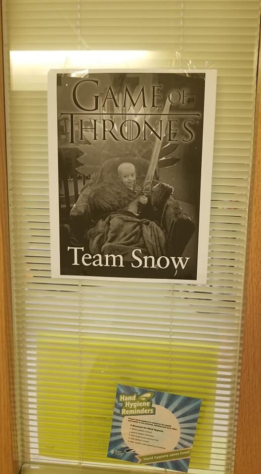 nanamoe's tweet photo. @GameOfThrones

3 year old Weymouth Boy, “the Mighty Quinn”holds court at Boston Children’s Hospital while battling brain cancer. He is an amazing and brave little boy! We are all pulling for “the mighty quinn” https://t.co/Yu8W229YTD