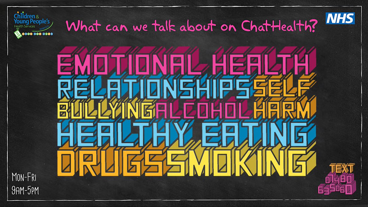 NorfolkCYP's tweet photo. Young people don't always feel comfortable talking about their  worries out loud, but with #ChatHealth anyone in #Norfolk aged 11-19 can text a school nurse for advice about ANYTHING! Just text 07480 635060.  LOOK on our ChatHealth page CLICK HERE: https://t.co/8DOYWih0r7 https://t.co/28Jq5a8y4k