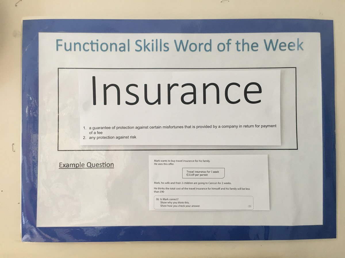 css_essex's tweet image. This week’s ‘word of the week’ in Maths is insurance; pupils are being encouraged to think about what insurance is and to consider how this could come up in exams #CSSMaths #ThisisAP