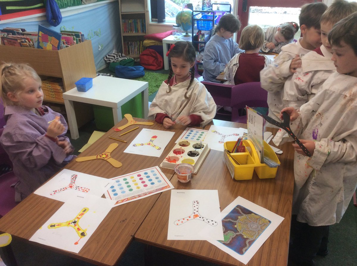 Year2_PPS's tweet photo. Boomerang painting using Aboriginal dot painting 🎨 https://t.co/IjDIdvuSS5