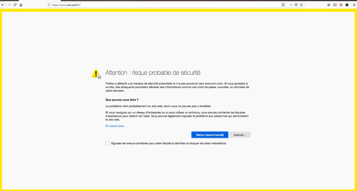 kaouadi's tweet photo. #OVH is not #secure by #Firefox https://t.co/RDNK0bCjxs