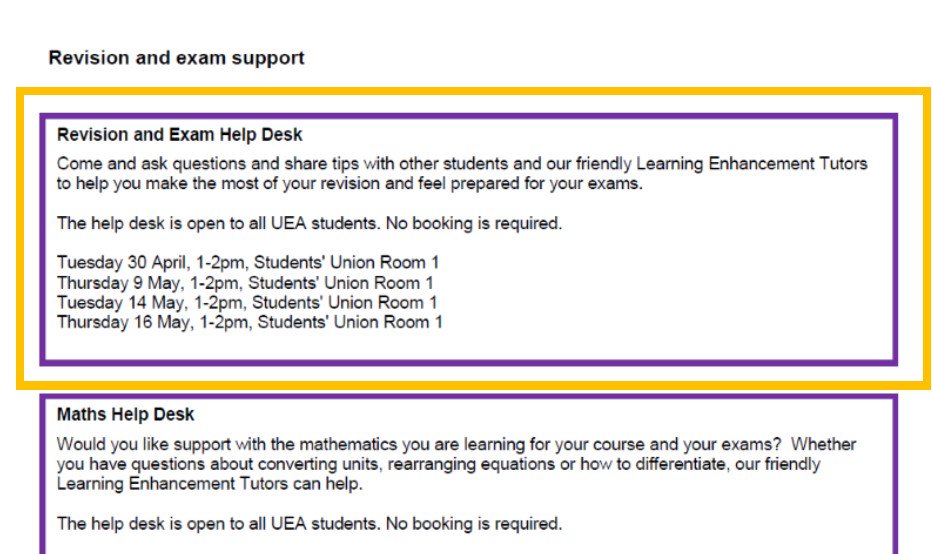 Uea Student Support On Twitter Revision Exam Help Desk Come
