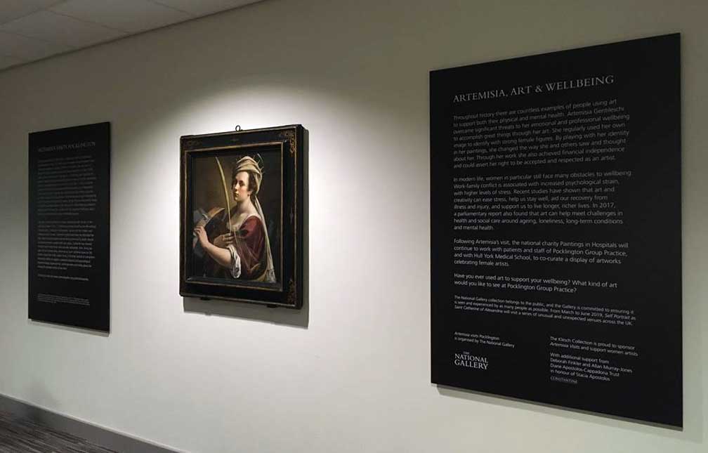 NationalGallery's tweet image. #ArtemisiaVisits… Pocklington Group Practice! 

Our self portrait of Artemisia Gentileschi as Saint Catherine of Alexandria is now on display in this East Yorkshire GP Surgery. See the painting on Wednesday, 6-8pm as part of a community viewing evening nationalgallery.org.uk/whats-on/artem…