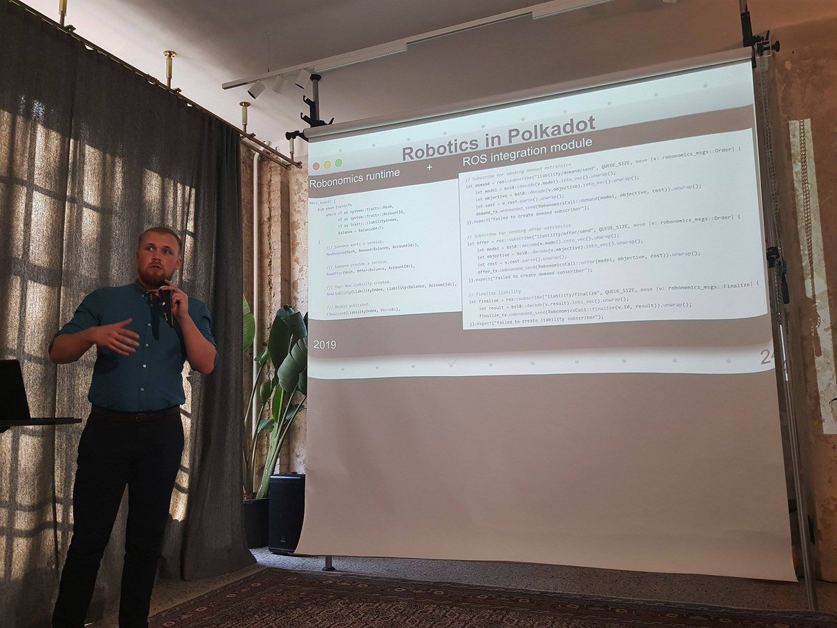 AIRA_Robonomics's tweet photo. Here are the slides for Sergey Lonshakov (@EnsRationis) &amp; Alexander Krupenkin speech "#Robotics in #Polkadot" at the #sub0 conference by @ParityTech in Berlin: https://t.co/zVWv2uU4jv
Conference website: https://t.co/JTYUDE7CsG https://t.co/Cjw7hvirWL