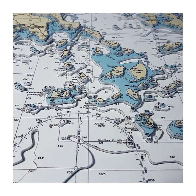 Inspiration - 3D Nautical Chart of the Aegean Sea by @neptunemaps 2017 #inspiration #art #photography #map #sea #nautical #maps #nauticalcharts #sailing #exploration #navigation #lifeatsea #maps #jewelry #aubarede7 #inspirationaubarede7