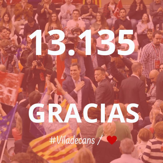 carlosruiztwitt's tweet photo. ❤️ 13.135 GRACIAS! Gracias a todos los vecinos y vecinas de #Viladecans que han hecho que pase! Ha pasado! España ha mirado hacia el futuro confiando en los socialistas para ganar nuevas cuotas de progreso y derechos! https://t.co/5IYsou3Zwi
