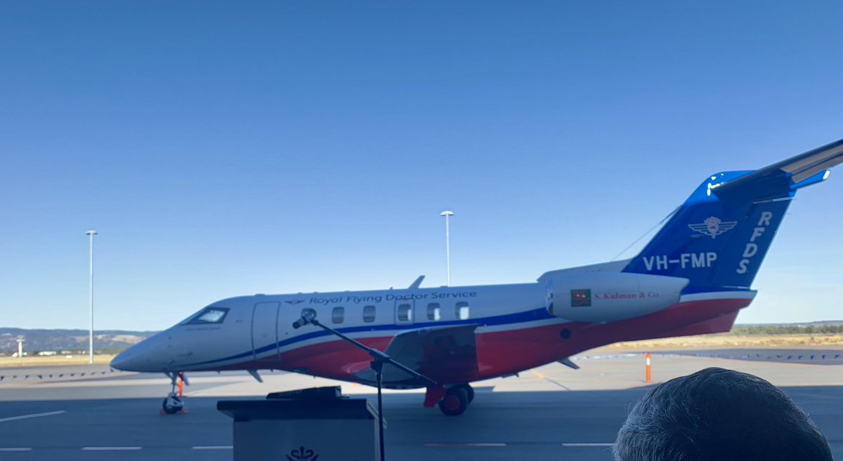 Great to see the new RFDS Medi-Jet 24 unveiled today <a href="/RoyalFlyingDoc/">Royal Flying Doctor Service</a>, a world first of its kind, slashing mission times and improving reach and capacity to regional Australia. Appropriately named after John Lynch