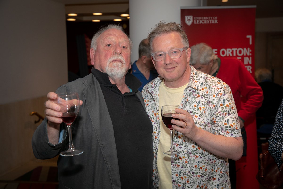JoeOrtonWriter's tweet photo. #JoeOrton's close friend and favourite actor Kenneth Cranham (Wilson in Ruffian in '64, Hal in Loot in '66, Sloane in '75) and writer &amp; broadcaster @DrMatthewSweet raise a glass Orton to mark the 50th anniversary of What the Butler Saw @britishlibrary 23/4. https://t.co/Kz8ZKvkkze