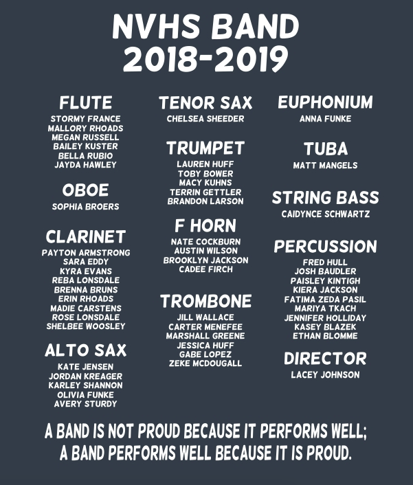 wolverinebands's tweet photo. NVHS Band Shirt orders are due this Friday. $12 for a t-shirt; $25 for a hoodie. Order forms available in the office. https://t.co/WpInjuoosP