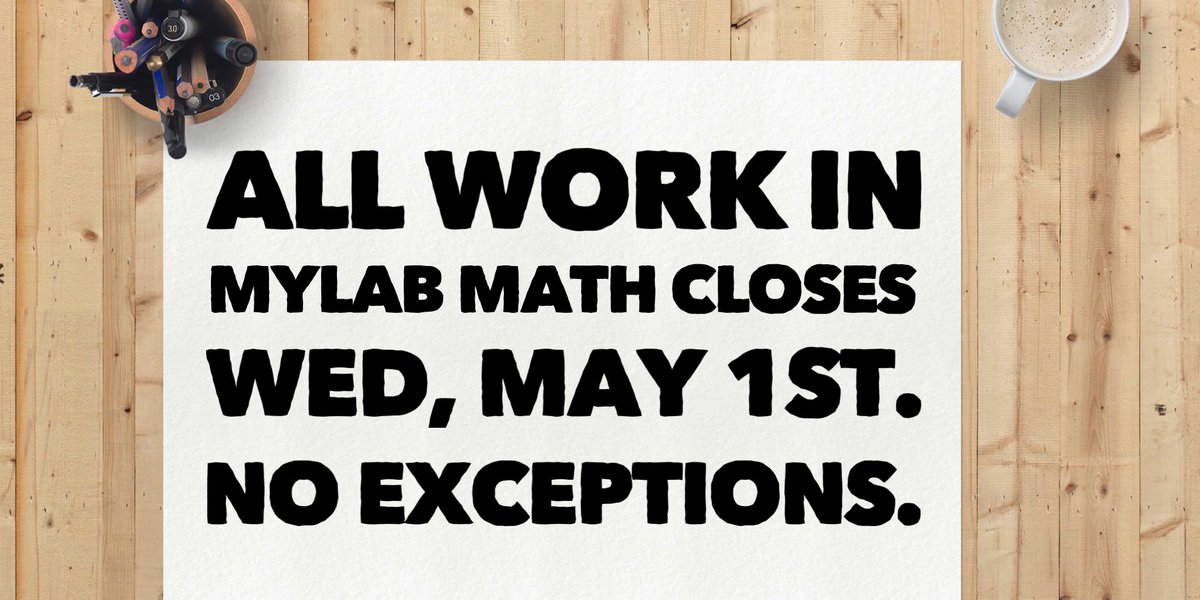 LamarStatOnline's tweet photo. With the exception of the extra credit final exam review, all mylab math work closes Wed, 5/1. https://t.co/KGJ7dG4zZT