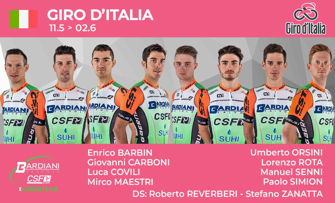Ok, ci siamo 👍 La <a href="/Bardiani_CSF/">VF Group Bardiani-CSF Faizanè</a> annuncia la sua formazione per il <a href="/giroditalia/">Giro d'Italia</a> 🇮🇹
📝 News e presentazione: bit.ly/2DDnmGv

🇬🇧 Ok, here we are 💪 <a href="/Bardiani_CSF/">VF Group Bardiani-CSF Faizanè</a> announce its line-up for <a href="/giroditalia/">Giro d'Italia</a> 🇮🇹
📝 News &amp; presentation: bit.ly/2GSOZxk