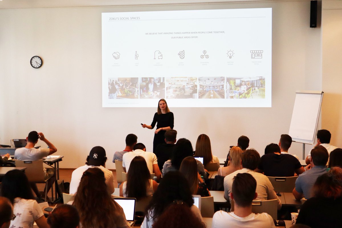 moduluniversity's tweet photo. When #Modulians learn from passionate young professionals such as #MUVienna alumnus, Junior Development Manager at @LiveZoku and co-founder of soulgrape, Valerie Pretscher, they plug themselves in to up-to-the-minute insights and forge lasting industry contacts. #LatestTrends https://t.co/jO7xdnZvHZ