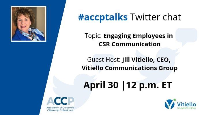 accprof's tweet photo. Join our Twitter chat with guest host @JillVitiello of @vitiellocomms today at 12pm ET! https://t.co/iV3BjQ8vxj https://t.co/brMD7Eel7q