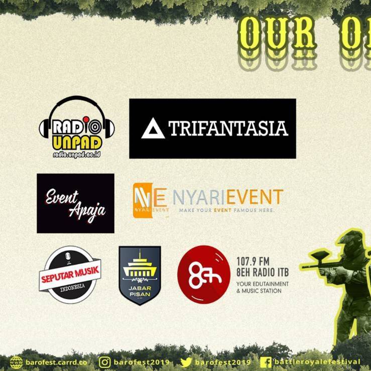 barofest2019's tweet photo. SPECIAL THANKS🙏🏻
-------------------
To all the Media Partner who have promoted Battle Royal Festival 2019!🎉
----------------------------------
Meet the Media Partner of Battle Royale Festival 2019 
@radiounpad @trifantasia @nyarievent @seputarmusik_ind @jabar_pisan @8ehradioitb https://t.co/zjfTz9JnrZ