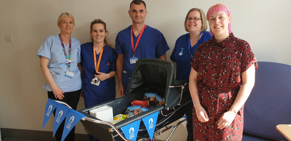 BranchRcm's tweet photo. And we're off!! First #PramDash to kick off #IDM2019 celebrations. First stop on is the postnatal ward with some very busy #midwives, #supportworkers and a #consultant! Need a consultant, bring out the #cake! @UHMBTMATERNITY @UHMBT @MidwivesRCM https://t.co/jMU9I9mXJ6