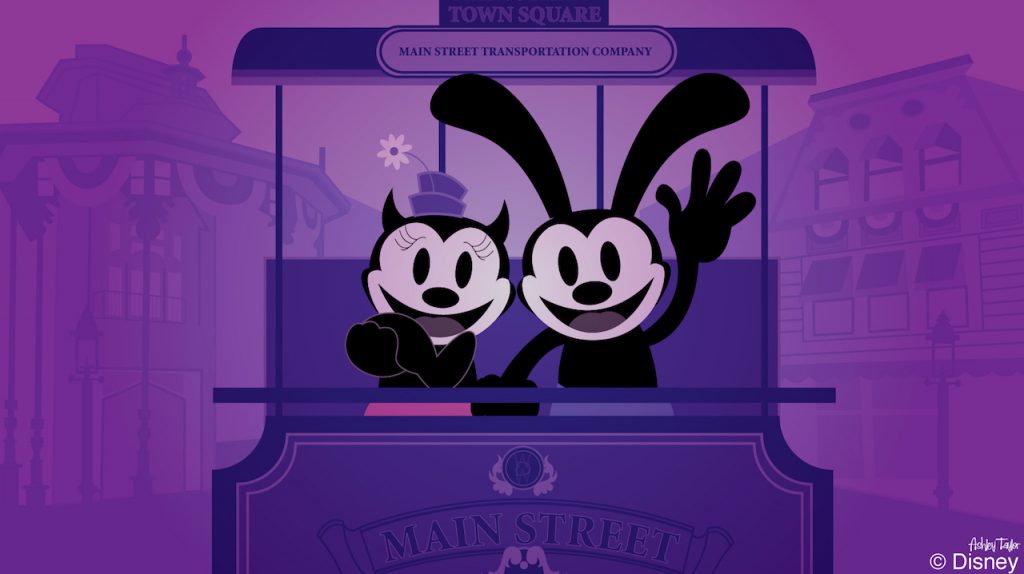 DisneyParks's tweet image. Oswald &amp;amp; Ortensia take a trolley ride at Magic Kingdom Park in today's Disney Doodle! bit.ly/2GROROz