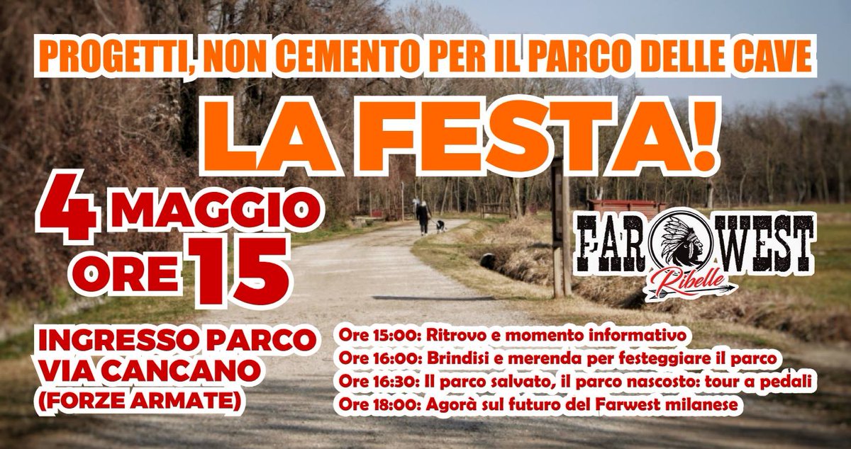 OffTopic_lab's tweet photo. 04.05 | La festa di chi difende il #ParcoCave di Baggio, qui https://t.co/ibweSzcc5S l'appello e su fb l'evento https://t.co/zgzvAMnd6k
@SoyMendel @milanoics @MILinMOV @radiondadurto https://t.co/c8A3i9nmGC