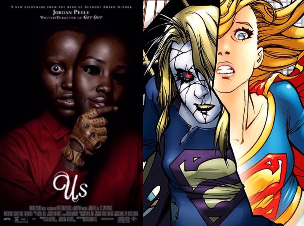 PrimeContinuity's tweet image. The twisted doppelgänger is common in the genre of Horror, the word doppelganger is German and literally means double walker — as in a ghost or shadow of yourself. DCcomics and StarTrek have added two other terms for the same meaning, Bizarro version and Mirror version #UsMovie✂️