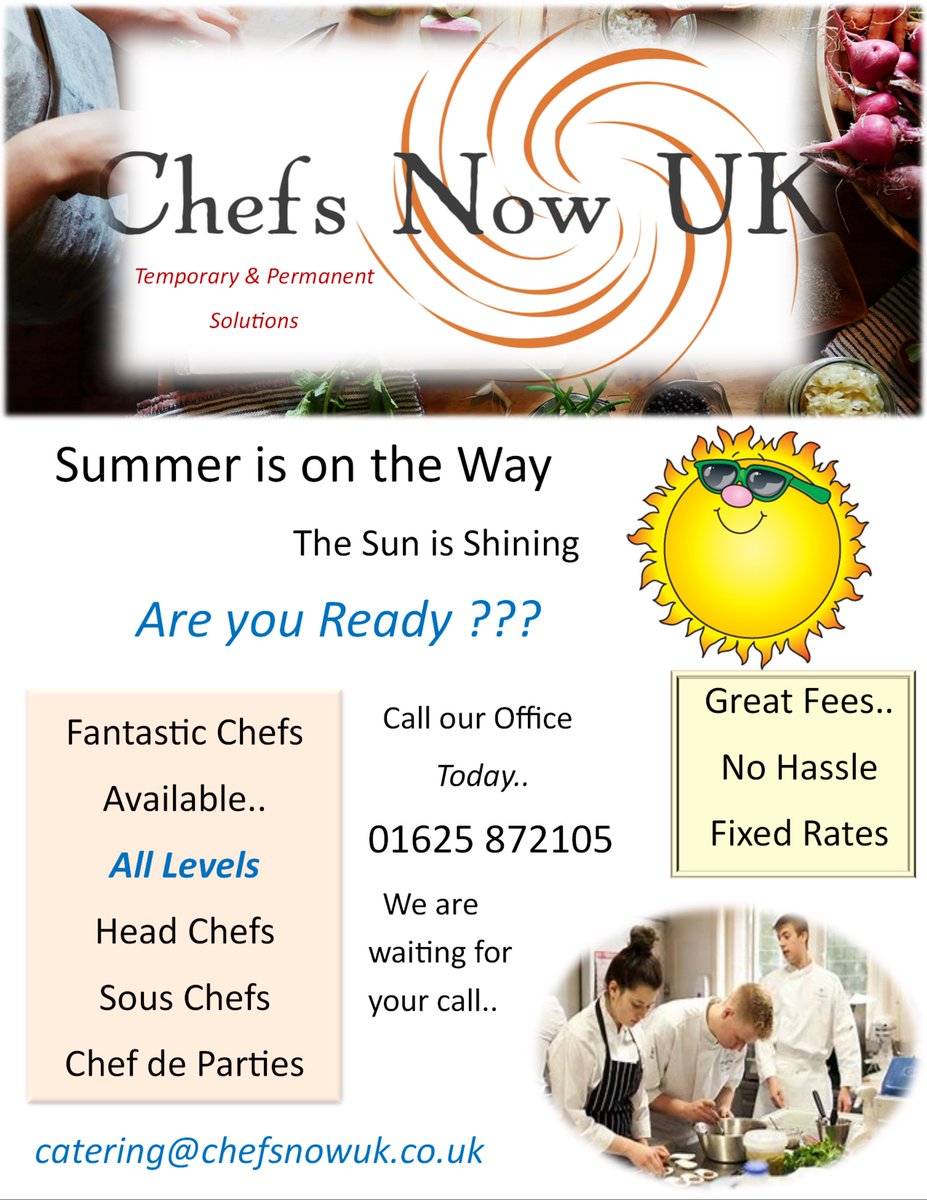 NowChef's tweet photo. Summer is on the Way..
#chefjobs #tempchef #chefrecruitment #chefsnowuk #chefslife #agencychef #chefwork #immediateukchefcover #immediatestarts @UKsHotels @binzy62 https://t.co/bPaYBKftVa