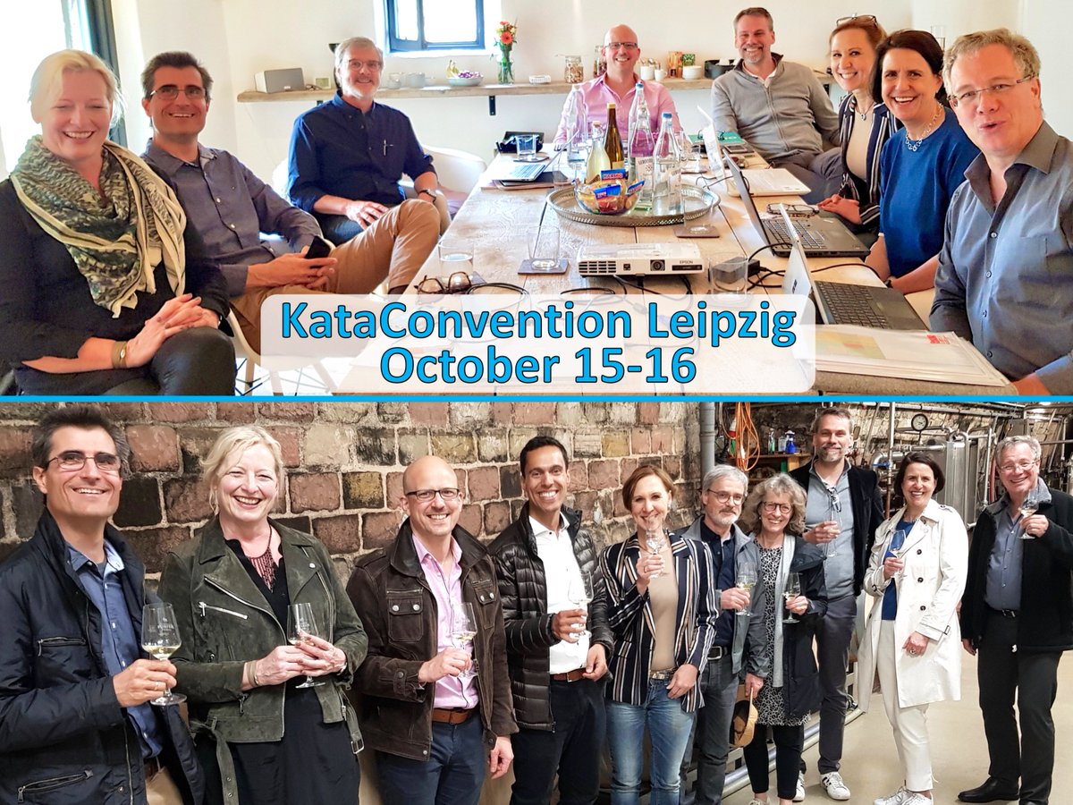 RealMikeRother's tweet image. Prepare your brains! Germany's KataConvention is coming October 15-16 in Leipzig, and I'll see you there. Pictured here is the "Fachbeirat" (advisory committee) helping create this great Kata Community event in Germany (and having a little fun too). ;-) Join us.